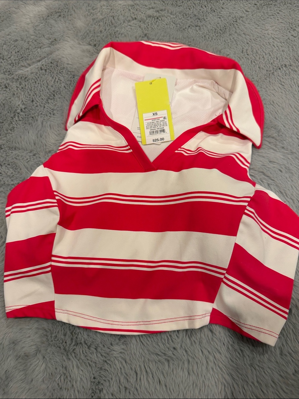 Women’s collared Stripe Top - White & red XS all in motion
